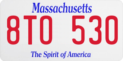 MA license plate 8TO530