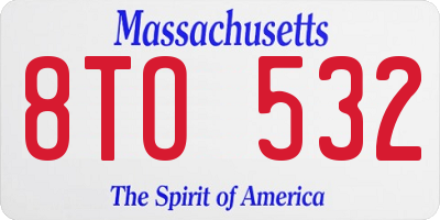 MA license plate 8TO532