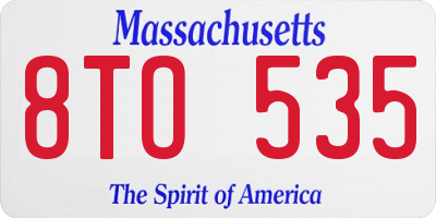MA license plate 8TO535