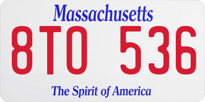 MA license plate 8TO536