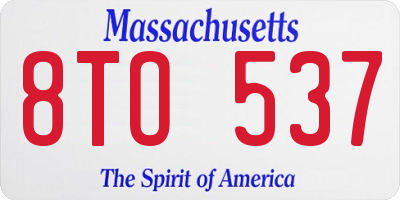 MA license plate 8TO537