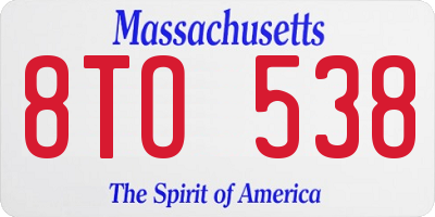 MA license plate 8TO538