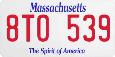 MA license plate 8TO539