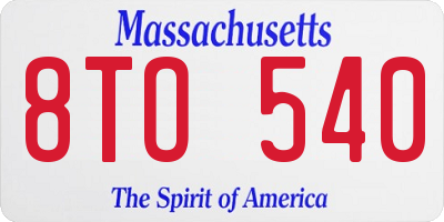 MA license plate 8TO540