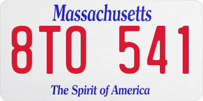 MA license plate 8TO541