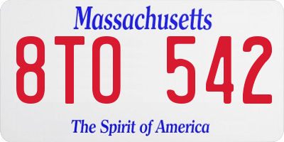 MA license plate 8TO542