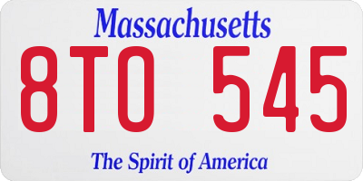 MA license plate 8TO545