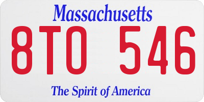 MA license plate 8TO546