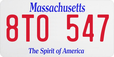MA license plate 8TO547