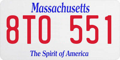 MA license plate 8TO551