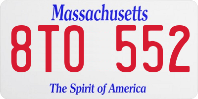 MA license plate 8TO552