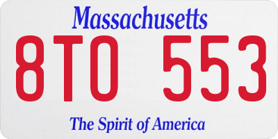 MA license plate 8TO553