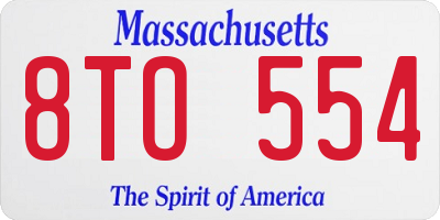 MA license plate 8TO554