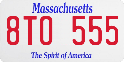 MA license plate 8TO555