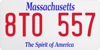 MA license plate 8TO557