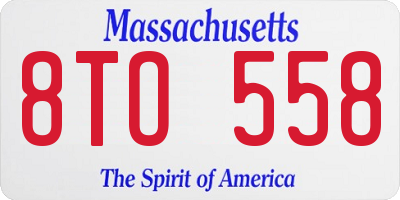 MA license plate 8TO558