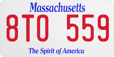 MA license plate 8TO559