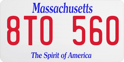 MA license plate 8TO560