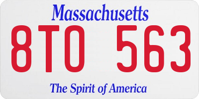 MA license plate 8TO563