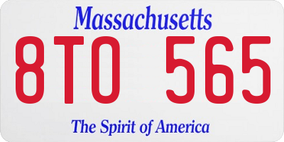 MA license plate 8TO565