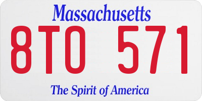 MA license plate 8TO571