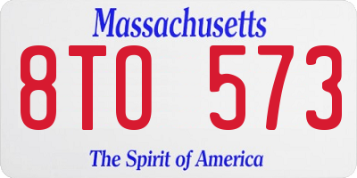 MA license plate 8TO573