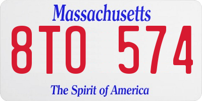 MA license plate 8TO574