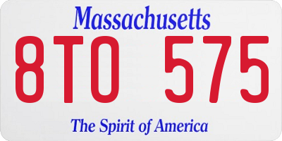 MA license plate 8TO575