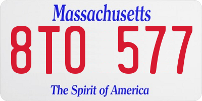 MA license plate 8TO577