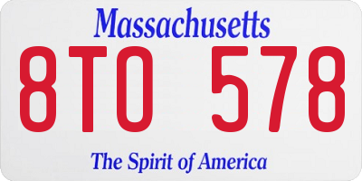 MA license plate 8TO578