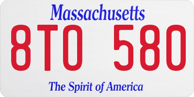MA license plate 8TO580