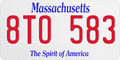 MA license plate 8TO583
