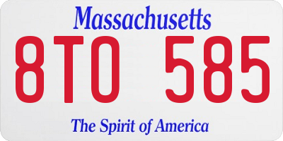 MA license plate 8TO585