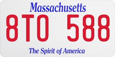 MA license plate 8TO588