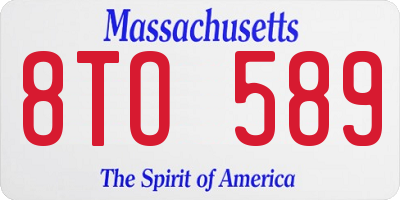 MA license plate 8TO589