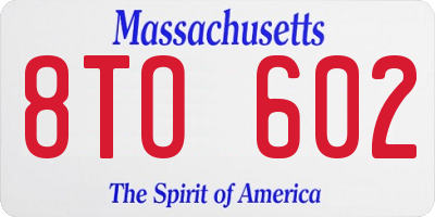 MA license plate 8TO602