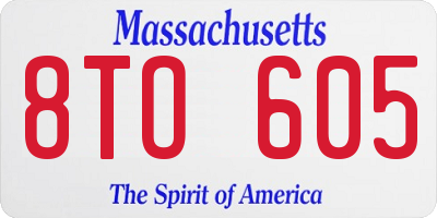 MA license plate 8TO605