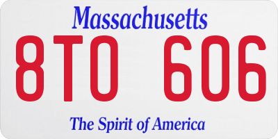 MA license plate 8TO606