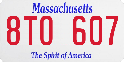 MA license plate 8TO607