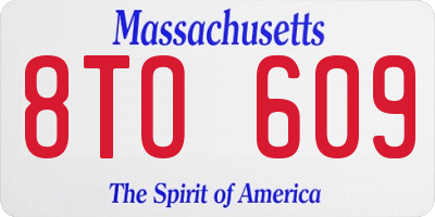 MA license plate 8TO609