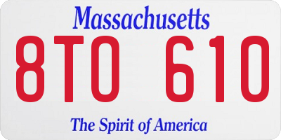 MA license plate 8TO610