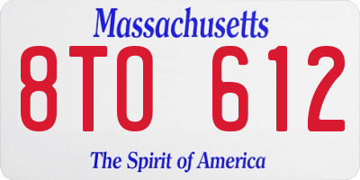 MA license plate 8TO612