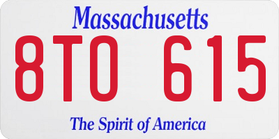 MA license plate 8TO615