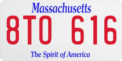 MA license plate 8TO616