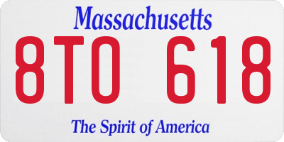 MA license plate 8TO618