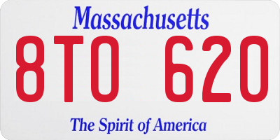 MA license plate 8TO620