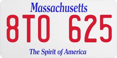 MA license plate 8TO625