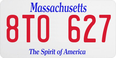 MA license plate 8TO627