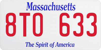 MA license plate 8TO633