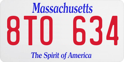 MA license plate 8TO634